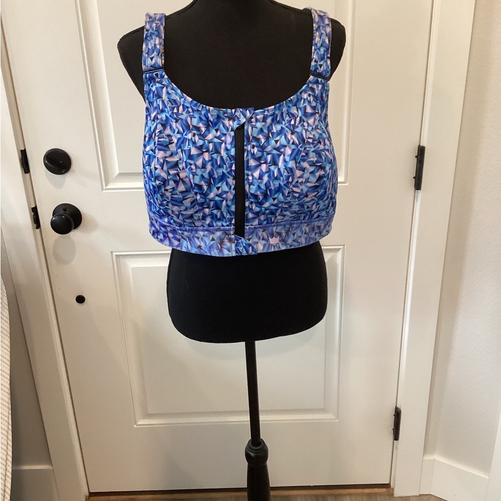 SHEFIT Blue and White Fitted Crop Tank Top